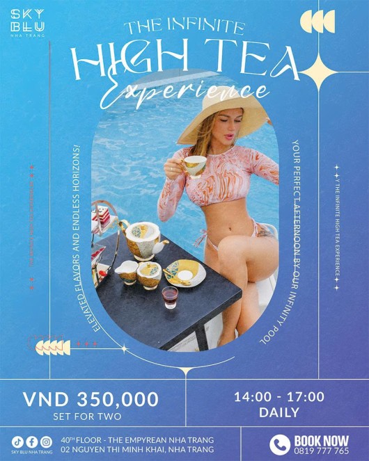 EXPERIENCE ELEGANT AFTERNOON TEA BY OUR INFINITY POOL AT SKY BLU